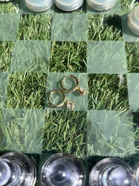 Gold Hoop Earrings with Clear Cubic Zirconia Drop